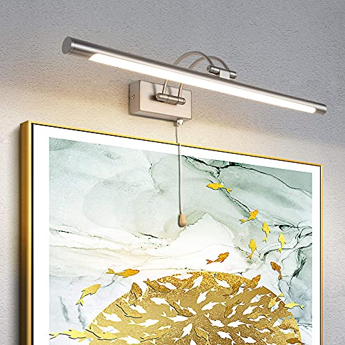 TYhogar LED Badezimmer Spiegel Lampen Wandleuchte Bilderleuchte Nachttischleuchten Mit Schwenkbarem Lampenkopf Zugschalter Wandleuchter Beleuchtung Fixture, 60cm 12W IP44 Wandbeleuchtung Leselampen von TYhogar