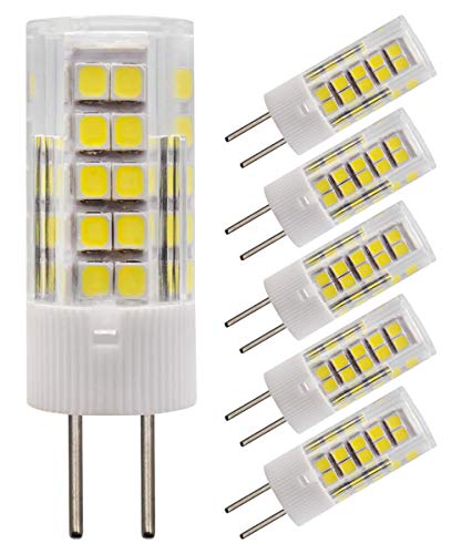 TZHILAN 4W GY6.35 LED-Glühbirnen AC DC 12V Tageslichtweiß 6000K JC Bi-Pin-Sockel Mini-Lampe Äquivalent 40W Halogenlampe Ersatz 5er Pack [MEHRWEG] von TZHILAN