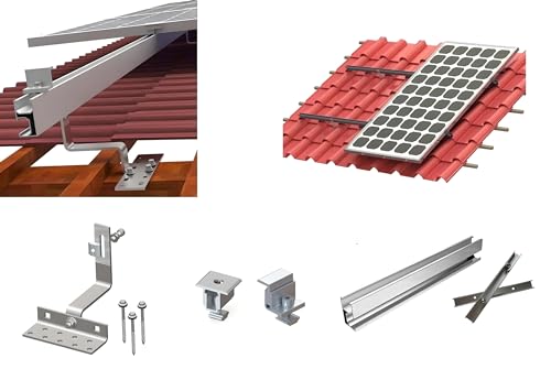 Balkonkraftwerk Ziegeldach Halterung für PV Solarmodul Dachhalterung 1-4 Module erweiterbar (Für 3 Panele) von TZIPower