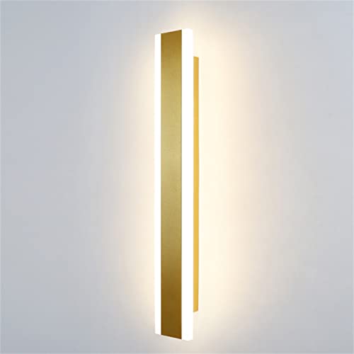 LED Lange Lichtleiste Wandlampen Innen Dimmbar Modern Wandleuchten 3 Farbtemperatur Einstellbar Aluminium Acryl Wandlicht Up Down Wandbeleuchtung Schlafzimmer Wohnzimmer Treppen (Gold,120cm 58W) von TZSMUM