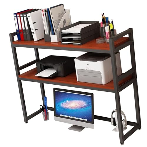 TZUFA 2-lagiges, verstellbares Schreibtisch-Organizer-Regal – Desktop-Bücherregal für Computertisch, Metall-Desktop-Bücherregal für Computertisch, kleines offenes Aufbewahrungsregal auf der Arbeit von TZUFA