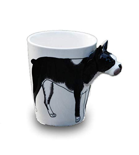 3D handgemaltes niedliche Tiere Tasse, Kaffeebecher aus Keramik, Neuheit Geschenk Tasse (13.66oz) Boston Terrier weiß von TabEnter