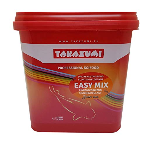 Takazumi Koifutter Easy Mix - Winterfutter - Teich Fischfutter Ø4,5 mm Mix aus Gold Plus + Easy bis 4°C - 4,5kg Eimer - hohe Verwertbarkeit - geringere Wasserbelastung und weniger Algen im Teich von Takazumi