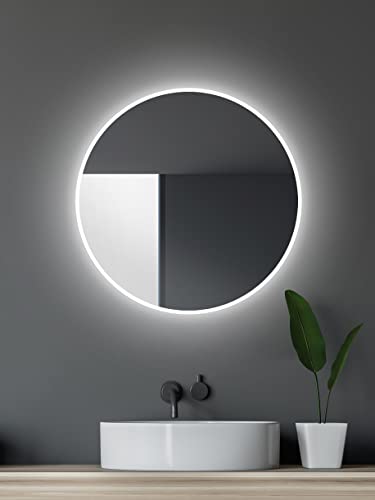Talos LED Badspiegel rund 60 cm - Spiegel mit Beleuchtung - Badezimmer Wandspiegel mit Lichtumrahmung - Spiegel rund Lichtfarbe neutralweiß 4200 Kelvin von Talos