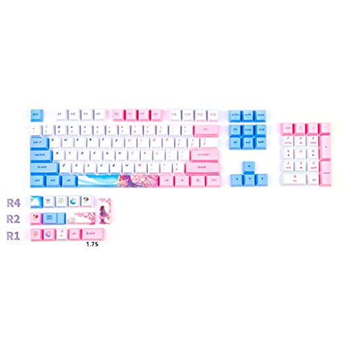 Tanmo Mechanische Tastaturkappen Blau Pink Girlish OEM Profile PBT 118 Tasten Kompatible Cherry MX Kailh Gateron Switches von Tanmo