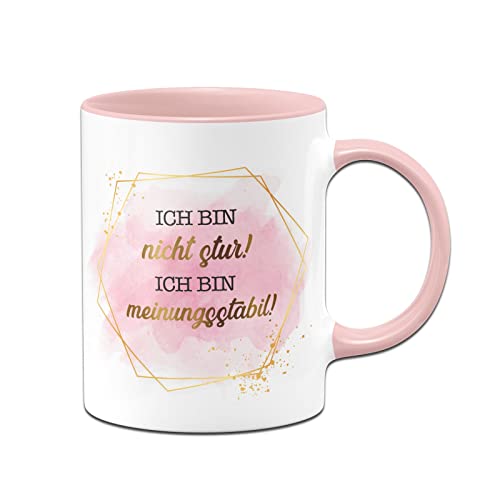 Tassenbrennerei Original Tasse mit Spruch Ich bin nicht stur! Ich bin meinungsstabil - Lady Boss Edition im Gold Design - Büro Kaffeetasse lustig Geschenk für Arbeitskollegin, Chefin (Rosa) von Tassenbrennerei