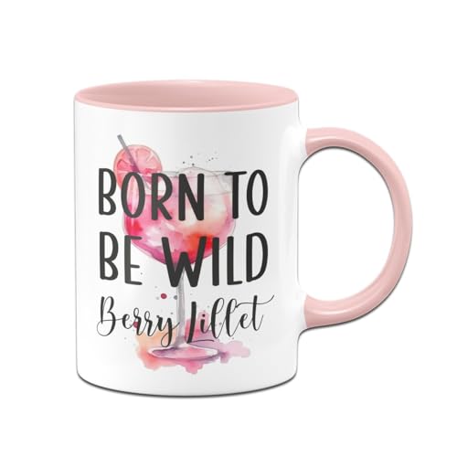 Tassenbrennerei Tasse - Born to be Wildberry Lillet - Glas, Kaffeetasse lustig mit Spurch als Geschenk für Kollegin, Freundin, Frauen (Rosa) von Tassenbrennerei