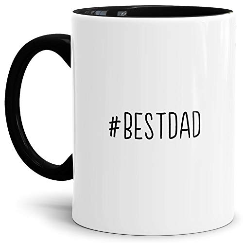 Tassendruck Hashtag-Tasse #bestdad - Cool/Modern/Lustig/Geschenk-Idee/Innen & Henkel Schwarz von Tassendruck