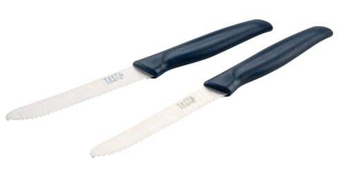 Tasty Premium Messer-Set (2 Stück) – Ideal für Küche & Frühstück, müheloses Schneiden, Sägeschliff – Blau/Silber, 21x2cm von Tasty