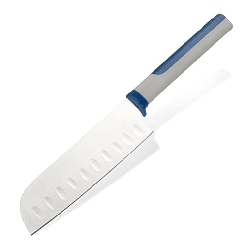 Tasty Santokumesser Live Knife– 13cm Klinge – Für präzises Schneiden in Küche: Hacken, Würfeln, Filieren – Grau/Blau/Silber von Tasty