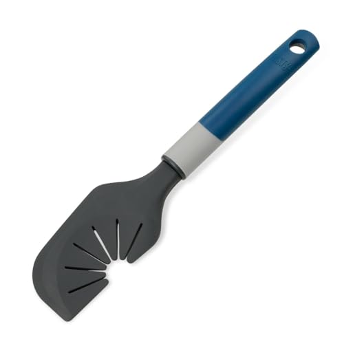 Tasty Silikon-Teigschaber mit Schneebesenreiniger, 25x6cm – Multifunktionales Küchenwerkzeug, Spülmaschinengeeignet, Grau/Blau von Tasty