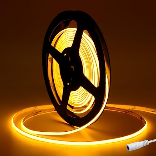 Tayire COB LED Streifen Orange 4mm Breite, DC12V Schneidbar LED Strip 5m 480LEDs/M, CRI90+ Biegbar LED Band Hohe Helligkeit LED Lichtband （Netzteil Nicht Enthalten von Tayire