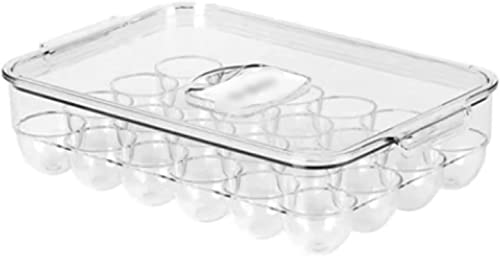 Eieraufbewahrungskorb Tabletts Box Aufbewahrungsregal Eieraufbewahrungsbox mit Deckel Kühlschrank Crisper Verdickte Eierbox 24 Fächer (Farbe: Weiß, Größe: 32,5 x 21 x 8 cm) von Tbkoly