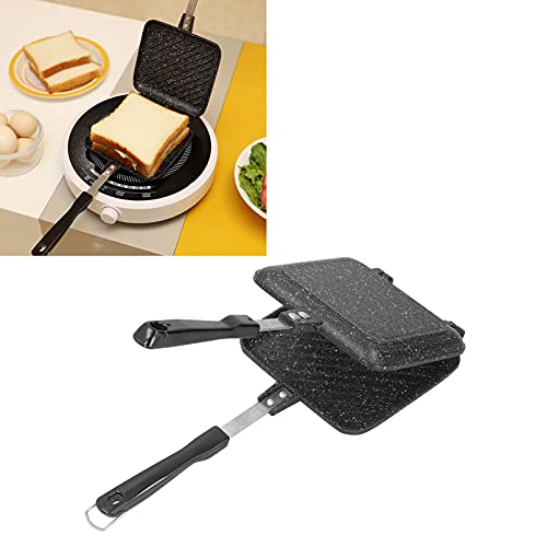 TeamSky Sandwichmaker, Doppelseitige Bratpfanne, Antihaftbeschichteter Aluminium-Sandwich-Toaster, Faltbare Pfannkuchen-Omelette-Pfanne, Küchen-Frühstücks-Maker Für Brot, Waffeln von TeamSky