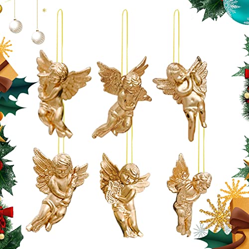 Engel Baumschmuck | Christbaumschmuck-Set,6 STÜCKE Engel zum Aufhängen am Weihnachtsbaum, Weihnachtsfeierdekorationen, schönes Engelsdesign, Silber/Gold Tebinzi von Tebinzi