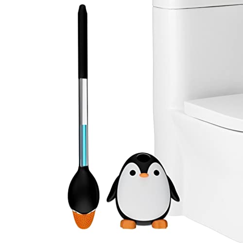 Tebinzi Silikon-WC-Bürste | Pinguin-Toilettenschrubber – flexibler Toilettenschüssel-Bürstenkopf mit Silikonborsten, kompakte Größe für Aufbewahrung und Organisation von Tebinzi