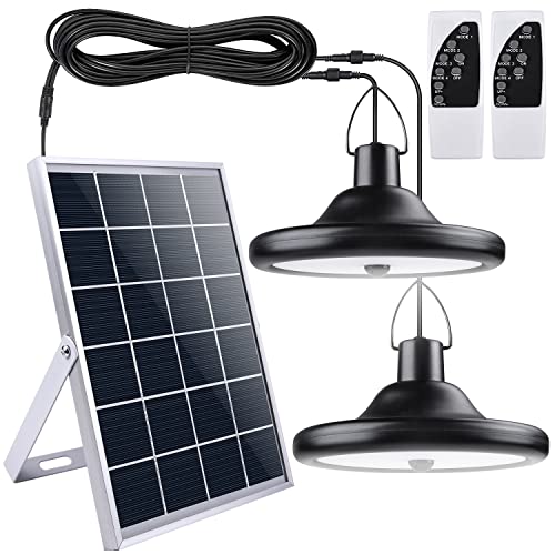 TechKen Solarlampen für Außen&Innen Solar Hängelampen mit Fernbedienung,5M Kable Hängend Solar Lampen 56 LED 1000LM Pendelleuchte,4 Modi 6 Level Brightness Dimmbar Solar Leuchten Solar Lampe (2 Stk) von TechKen