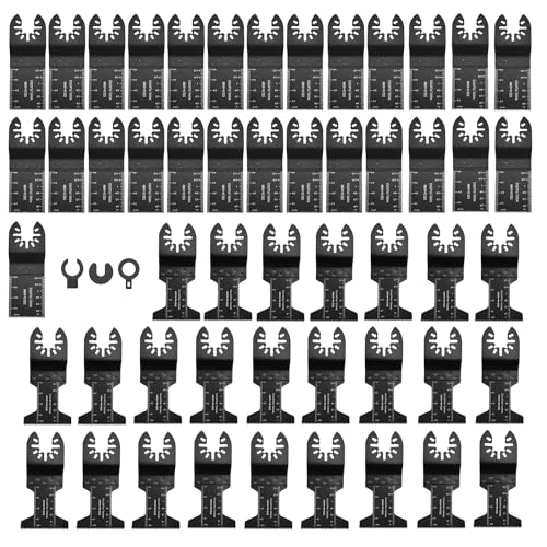 53pcs Oszillierende Sägeblätter Multitool Oszillierwerkzeug Sägeblätter Set Multifunktionswerkzeug 34mm 44mm Universal Multi Tool Oszillierendes Zubehör Quick Release für Holz Kunststoff mit 3 Adapter von Techfection