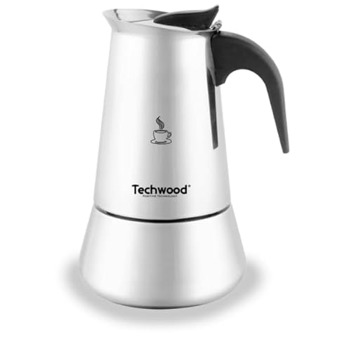 Techwood Mokka-Kaffeemaschine aus Edelstahl – 9 Tassen für einen reichhaltigen und vollmundigen Kaffee, kompatibel mit allen Herdarten von Techwood