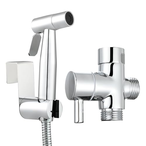 Tecmolog Bidet Handbrause Sprayer Edelstahl Bidet Brause Set Chrom mit Schlauch und G1/2" Ventil, WS024DF4 von Tecmolog