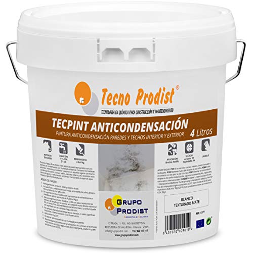 Tecno Prodist TECPINT ANTIKONDENSATION (4 Liter) - Anti-Kondensations Farbe auf Wasserbasis für innen und außen -Wände und Decken -hohe Deckkraft -einfache Anwendung -WEISS von Tecno Prodist