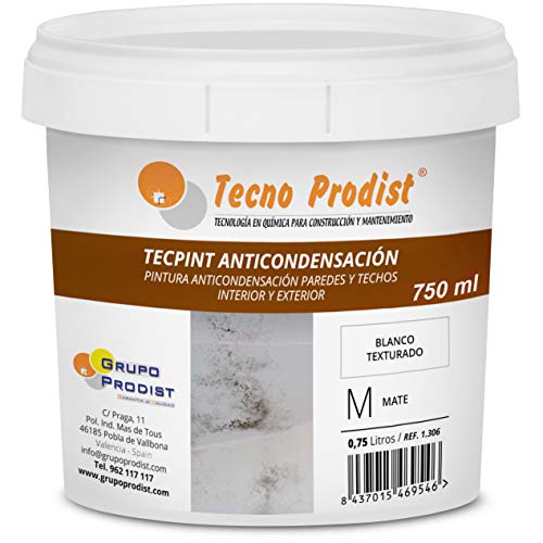 Tecno Prodist TECPINT ANTIKONDENSATION (750 ml) - Anti-Kondensations Farbe auf Wasserbasis für innen und außen -Wände und Decken -hohe Deckkraft -einfache Anwendung -WEISS von Tecno Prodist