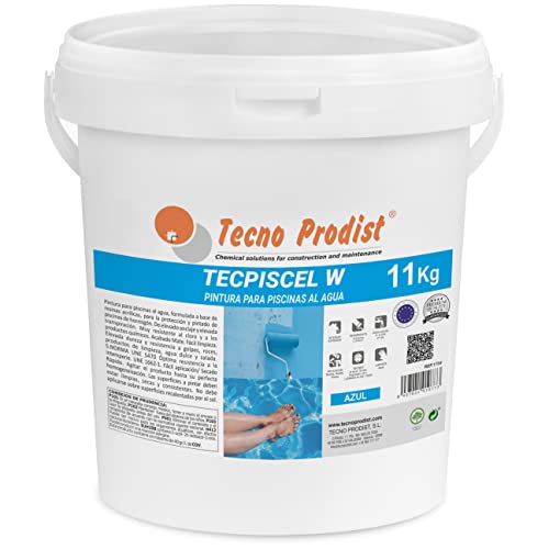Tecno Prodist TECPISCEL W BLAU -SCHWIMMBADFARBE AUF WASSERBASIS - Anti-algen - Hohe Deckkraft, Flexibilität, Haftung - Einfache Anwendung (10 Kg) von Tecno Prodist
