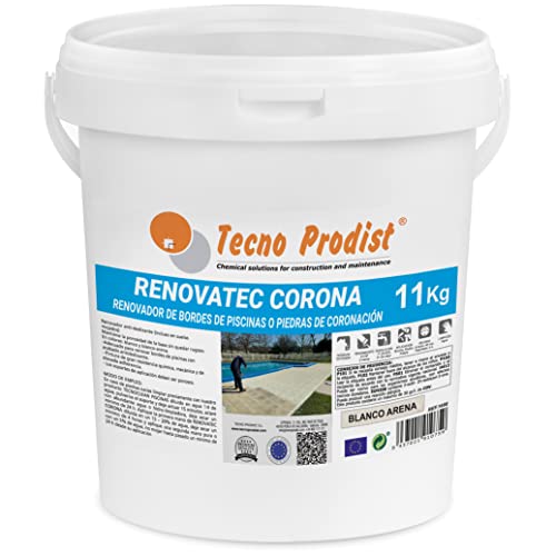 RENOVATEC CORONA von Tecno Prodist - (11 Kg) SAND WEISS Renovierungsfarbe für Schwimmbadränder und -abdeckungen - Rutschhemmend - Einfache Anwendung von Tecno Prodist