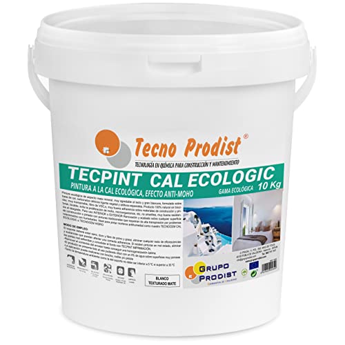 Tecno Prodist TECPINT KALK ECOLOGIC (10 Kg) Kalkfarbe auf Wasserbasis für den Außen- und Innenbereich, 100% natürlich, Wände und Decken, atmungsaktiv. Einfache Anwendung - Geruchlos (WEISS) von Tecno Prodist