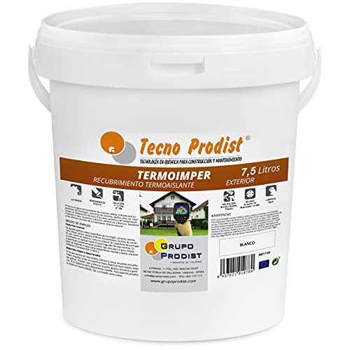 Tecno Prodist IMPER THERMO 7,5 Liter (Optisches Weiß) Wärmedämmfarbe auf Wasserbasis für den Außenbereich - Wasserdicht für Fassaden, Wände und Decken - Wärmedämmung und Kälteschutz (Rolle, Pistole) von Tecno Prodist