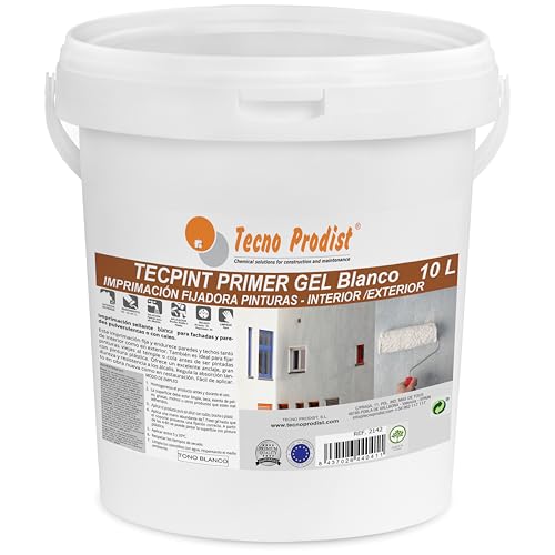 Tecno Prodist - TECPINT Primer Gel (10 Liter) Wasserfester Gelnagellack, spritzt nicht, Versiegelungsmittel für Innen- und Außenfarbe - Hohe Leistung und Qualität (weißer Farbton) von Tecno Prodist