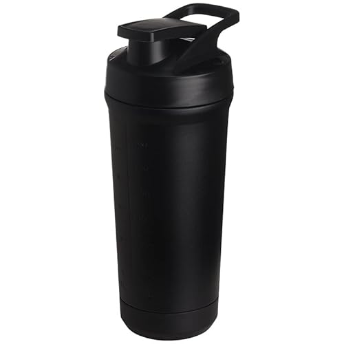 Teemando® Premium Edelstahl Shaker 750ml Kapazität, BPA-frei, auslaufsicherer Deckel, abnehmbarer Shaker-Ball, Füllstandsmarkierung, spülmaschinengeeignet für Proteinshakes, Fitness und Diät (Schwarz) von Teemando