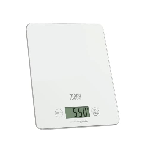 Teesa TSA0804W Digitale Küchenwaage mit großer LCD-Anzeige, 4 g / 5 Kg, weiß von Teesa