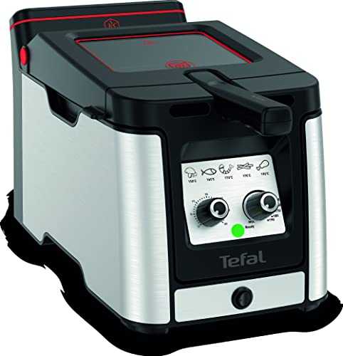 Tefal FR600D Clear Duo Fritteuse, frittieren mit weniger Rauch und Gerüchen, Kapazität 1,2 Kg, Thermostat, Timer, großes Sichtfenster ohne zu Beschlagen, Spülmaschinenfest, Edelstahl/Schwarz von Tefal