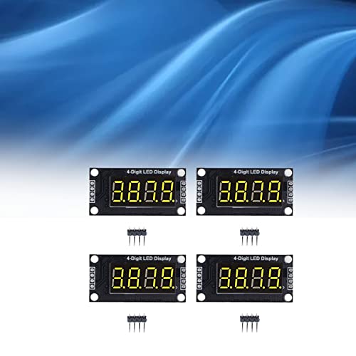 4 Sets Digital Tube Display Module LED, 4 Digit 7 Segment 0.36in TM1637 Drive Chip DIY Kits, Serial Driver Board Mit Pin Header(Gelb (MRA110C)) von Tefola