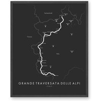 Grande Traversata Delle Alpi Karte | Trail Italien Wandern Wanderkarte Kunst Erleben Sie Ihre Abenteuer von TellYourTrail