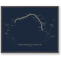 Kumano Kodo - Nakahechi Routenkarte | Poster Wandern Japan Wanderkarte Kunst Erleben Sie Ihre Abenteuer von TellYourTrail