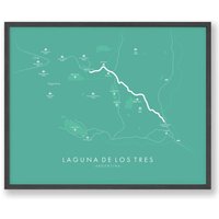 Laguna De Los Tres Wanderkarte | Monte Fitz Roy Trek Karte Wandern Patagonien Kunst Erleben Sie Ihre Abenteuer von TellYourTrail