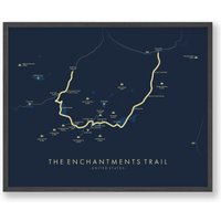 The Enchantments Trail Map | Poster Alpenseen Wildnis Wandern Wanderkarte Kunst Erleben Sie Ihre Abenteuer von TellYourTrail