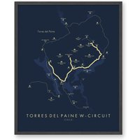 Torres Del Paine W Circuit Poster | Landkarte Patagonien Wanderposter Tolles Geschenk Für Wanderer von TellYourTrail