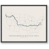 Transamerica Radweg Karte | Fahrradweg Poster Usa Fahrradwandbild Erleben Sie Ihre Abenteuer Wanderkarte Kunst von TellYourTrail
