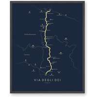 Via Degli Dei Karte | Poster Europa Wanderposter Italien Wanderkarte Kunst Erleben Sie Ihre Abenteuer von TellYourTrail