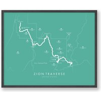 Zion Traverse Trail Map | Poster Wandern Usa Erleben Sie Ihre Abenteuer Wanderkarte Kunst von TellYourTrail