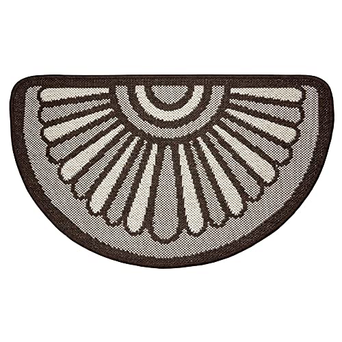 Teppich Boss - Design Fußmatte halbrund Ornamento Taupe Braun Creme 50x80 cm von Teppich Boss