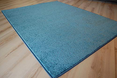 Miami Teppich türkis blau Velours umkettelt - Verschiedene Größen (100 x 200 cm) von Teppich Janning
