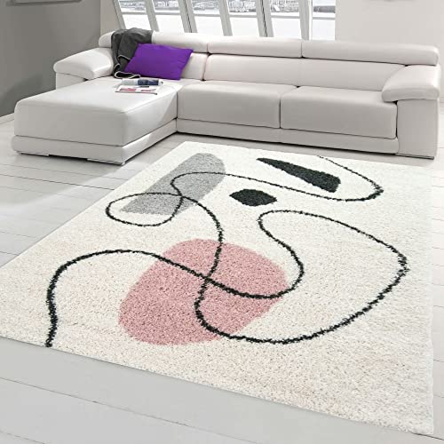 Teppich-Traum Wohnzimmerteppich mit abstrakt-modernem Design | pflegeleicht | schwarz Creme, Größe 120x170 cm von Teppich-Traum
