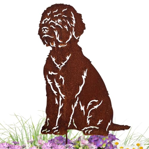 Terma Stahldesign Edelrost Hund Verschiedene Rassen, Handmade Germany, tolle gartendeko aus Rost-Metall, deko rostoptik, Rostfiguren Tiere, rostfiguren Garten, Rostdeko (Lagotto) von Terma