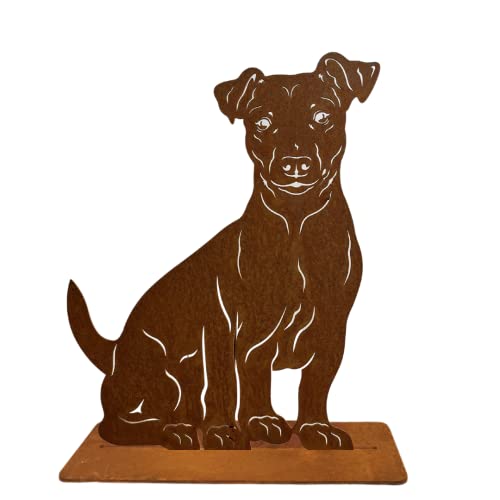 Terma Stahldesign Rost Hund Jack Russell Terrier 50cm Lebensgroß Handmade Germany tolle Gartendeko aus Metall Figur deko Geschenk Rostfigur Garten deko Gartenfigur, hundegrab deko von Terma