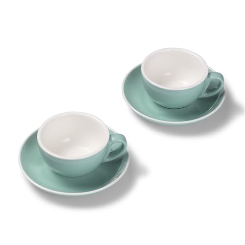 Terra Home 2er Cappuccino-Tassen Set - Türkis, 200 ml, Glossy, Porzellan, Dickwandig, Spülmaschinenfest, italienisches Design - Kaffee-Tassen Set mit Untertassen von Terra Home