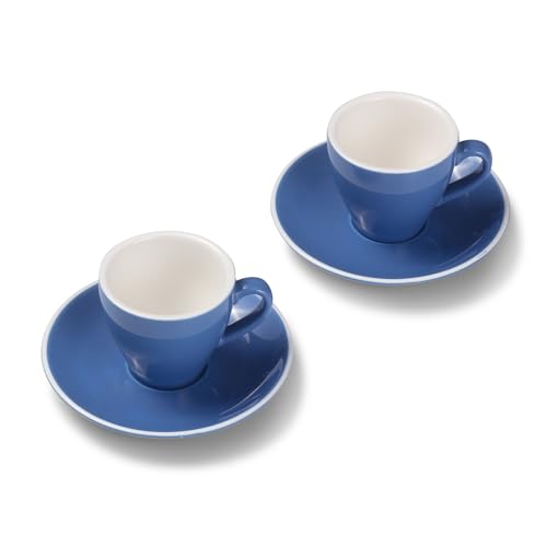 Terra Home 2er Espresso-Tassen Set - Blau, 90 ml, Glossy, Porzellan, Dickwandig, Spülmaschinenfest, italienisches Design - Kaffee-Tassen Set mit Untertassen von Terra Home